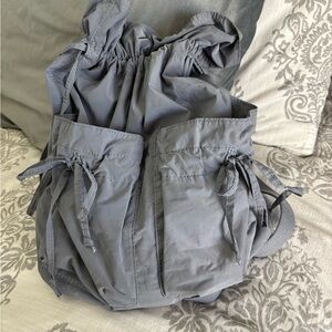 Zara Gray Drawstring Backpack Tote